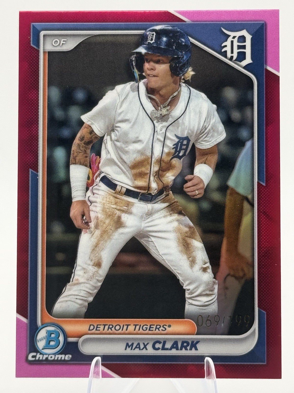 2024 Bowman Chrome Prospects Max Clark Fuchsia Refractor 069/199 #BCP-74 Tigers