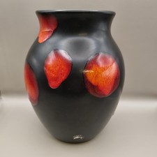 Poole Pottery Hand Painted Galaxy Orange & Black 20cm Vase Ref FI67