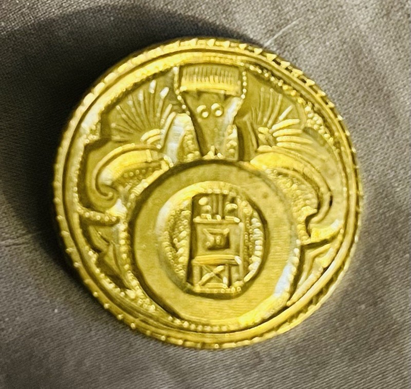 Extra scarce vintage N. Wang BAT Brass Button, Backmarked, ca.,1880s/1890s.