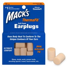 Mack s ThermaFit Soft Foam Earplugs, 10 Pair - 20 count Pack of 1 , Beige