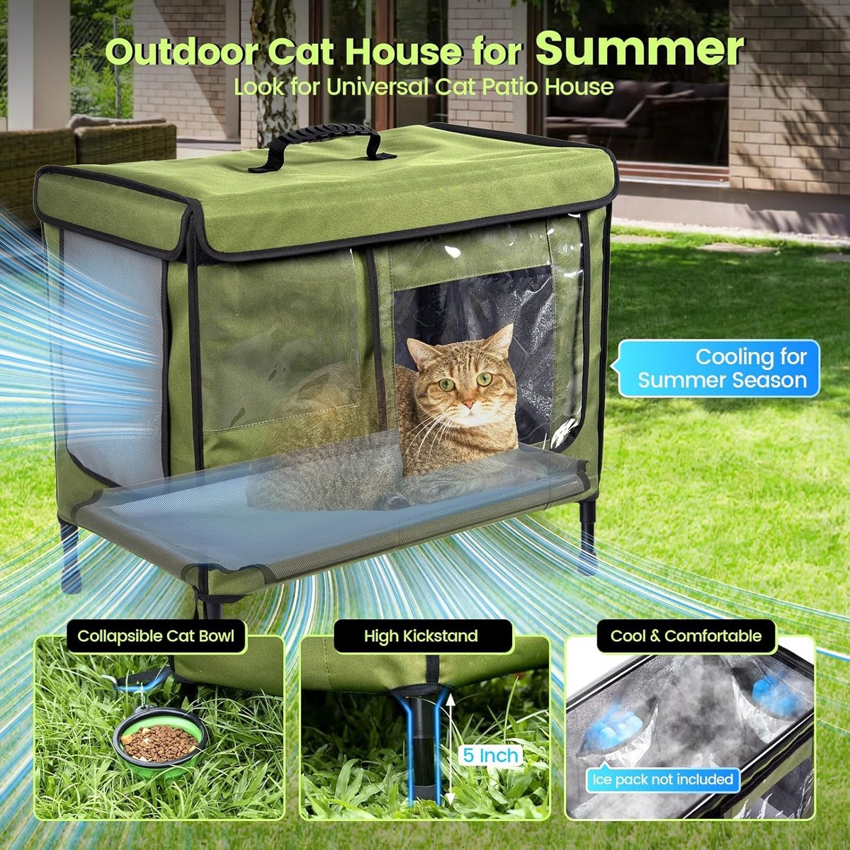 Video Docking Station Manual Pet Cooling House, Foldable Cat And