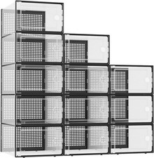 XX-Large Shoe Storage Boxes Organizers Clear Plastic Stackable 12 Pack