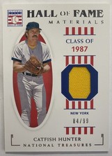 2021 National Treasures Baseball Hall Of Fame Material Catfish Hunter Patch /99