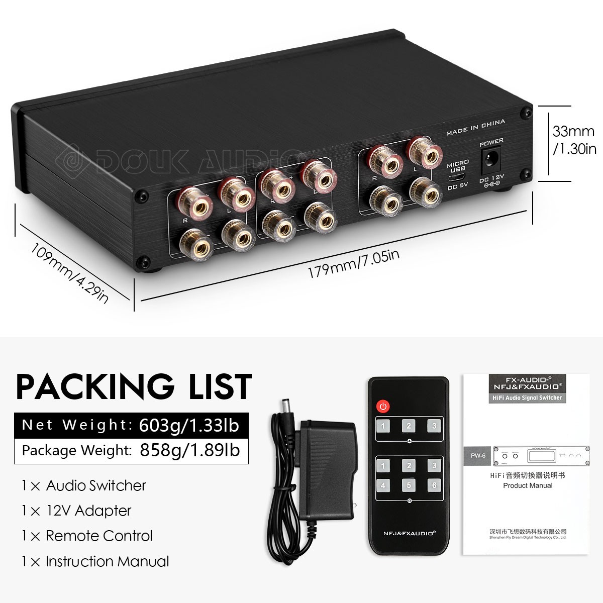 2-Way Stereo Audio A/B Spiltter Speaker Amplifier Switcher Box Selector Remote