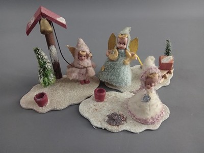 ALTES 3er-Set DDR Engel Kunstblume Sebnitz Weihnachten Advent DEKO Kerzenhalter!