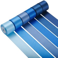6 PCS 11/2 Inch Blue Satin Ribbon 60 Yards Gift Wrapping Wedding Hair Bows