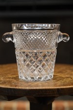 Bohemian Cut Crystal Ice Bucket Champagne Cooler with Handles Czechoslovakia