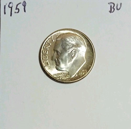 1959 (P) Roosevelt Silver Dime BU 90% Silver 10c Brilliant Uncirculated