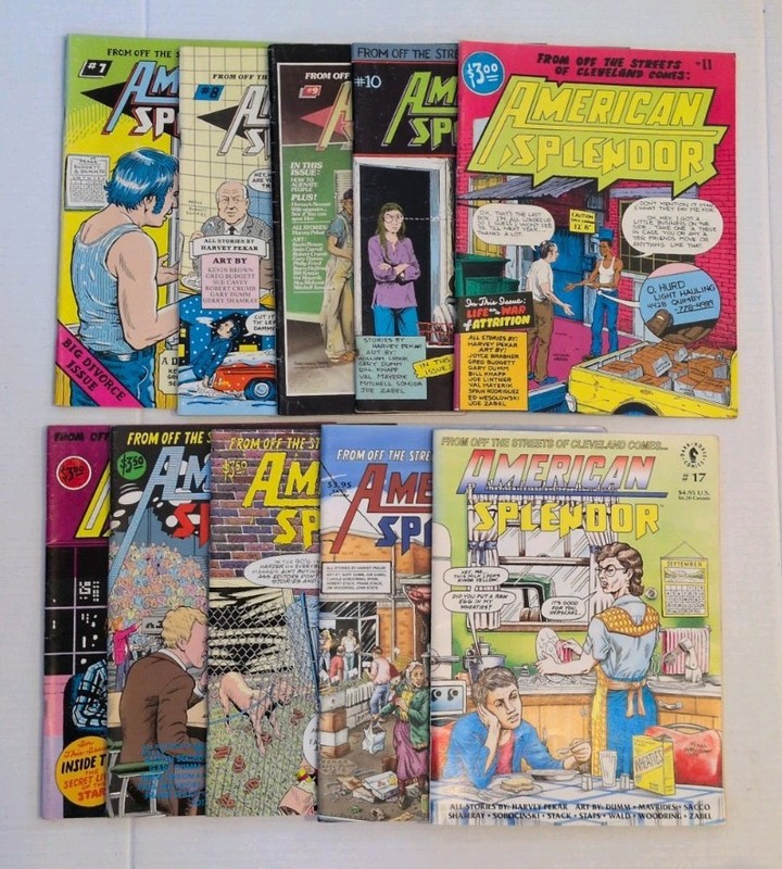 10 pcs American Splendor Issues 7, 8, 9, 10, 11, 12, 14, 15, 16, 17 Harvey Pekar