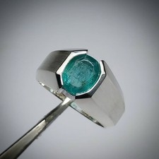 Oval Cut Men's Emerald Ring 925 Sterling Silver Luxurious Ring.