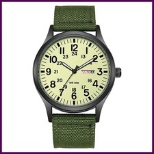 TPW Field Watch Quartz Movement Easy Read Dial 24 Hour Display Fabric Strap