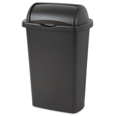 13 Gallon Kitchen Trash Can Plastic Garbage Bin Roll Top Lid Black Waste Basket
