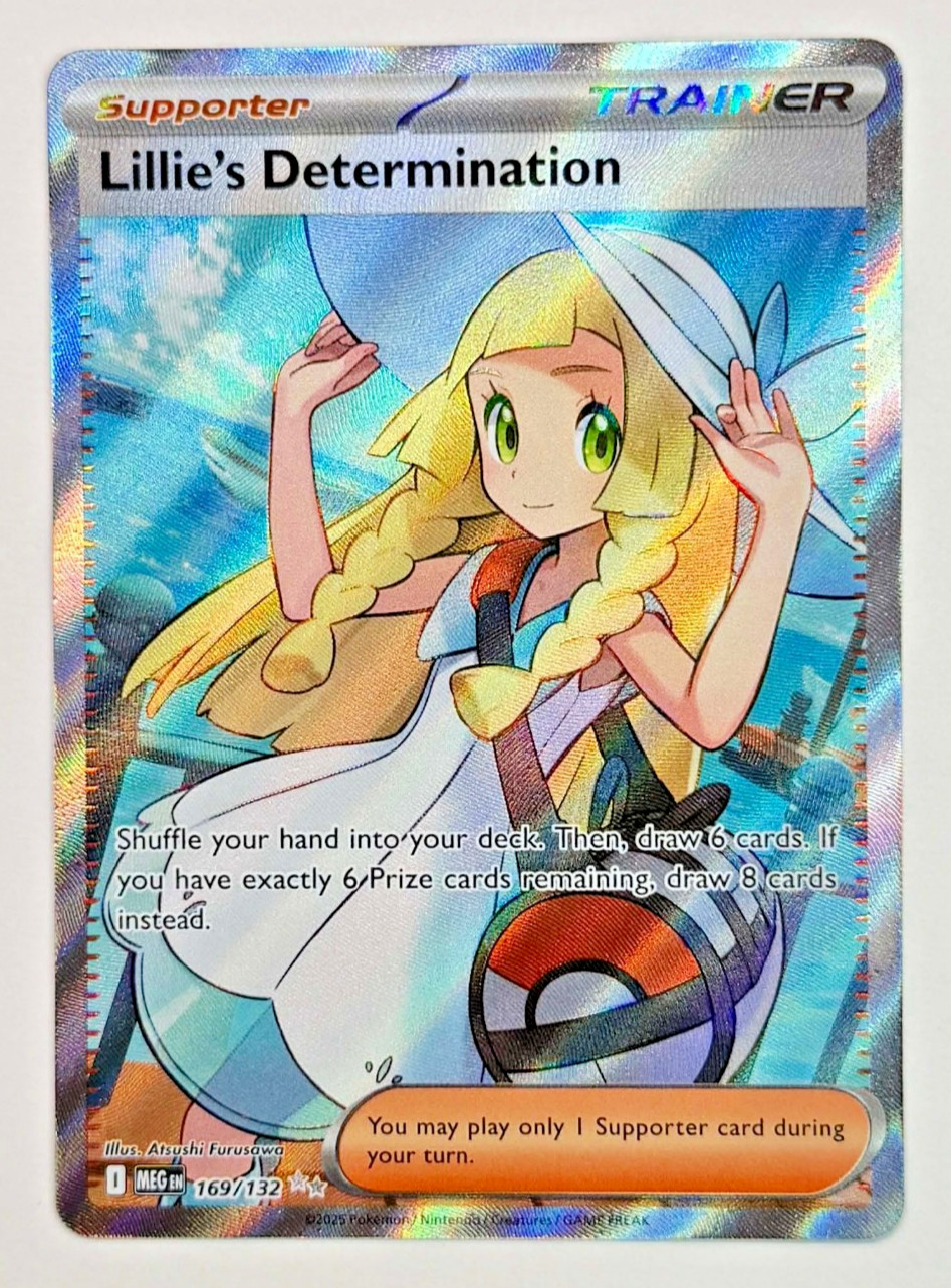 🌺 Lillie's Determination 🌺 #169/132 Ultra Rare Full Art Trainer - MEG - NM 🌺