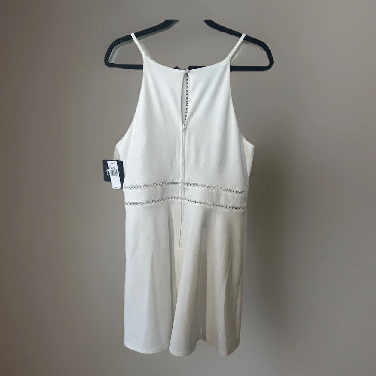 By&By Dress Midi Solid Scuba Crepe Juniors 15 Sleeveless Cut Out Off White New thumbnail 2