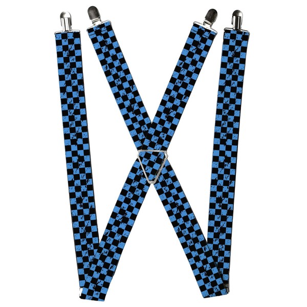 Buckle-Down Suspenders, Checker Weathered Black Turquoise 1.5-Inch W (Us Import)-image