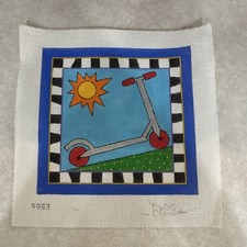 Hand-Painted Needlepoint Canvas Scooter  Sun Design 9953   18 Count