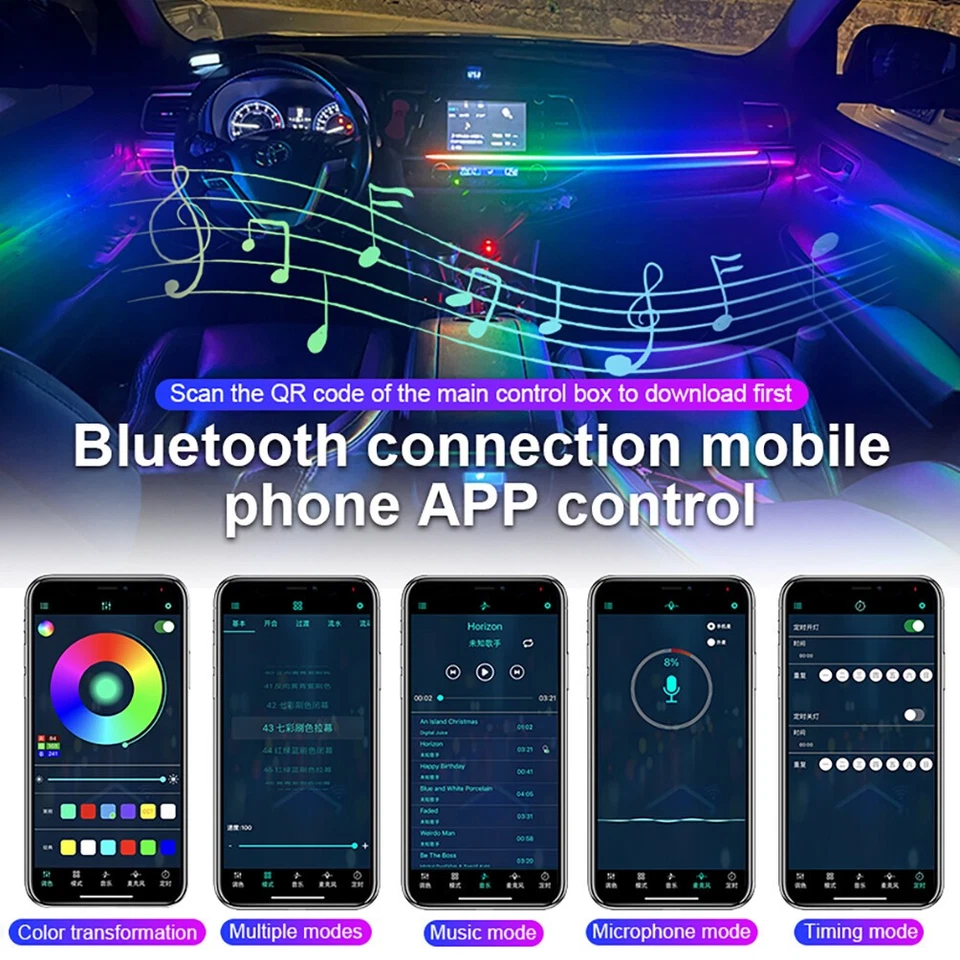 2IN1 110cm~Car Roof Atmosphere Lamp Sunroof RGB LED Strip Symphony Ambient Light - Image 3 of 4