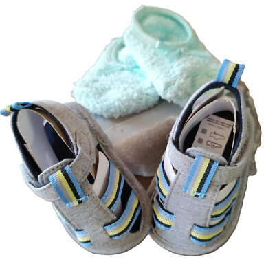 Sommer Baby Schuhe 1Paar Söckchen Unisex neu nicht getragen Sandalen Stoff Mehrf
