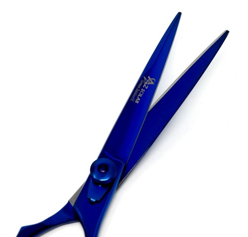 Forbici professionali da barbiere da barbiere taglia 7" blu metallizzato - Foto 6 di 8
