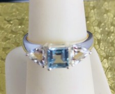 Vintage Blue White Topaz Sterling Silver Ring