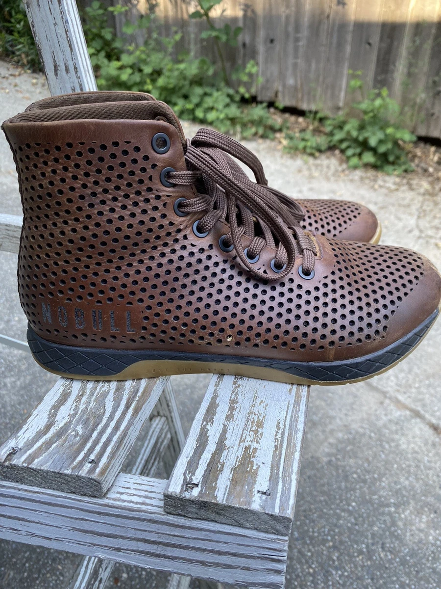 NOBULL High Top Brown Coffee Perforated Leather Trainer Sneaker Shoes Men’s  US 7