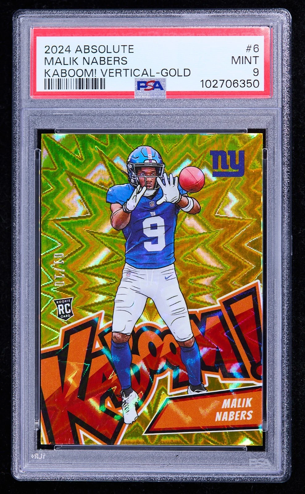 Malik Nabers Panini Absolute Kaboom! Vertical #6 Gold