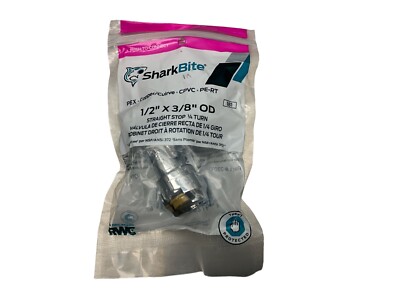SharkBite 23037-0000LF Lead-Free Brass Push-Fit Straight Stop 1/2 x 3/8 OD(5E)