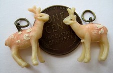 1940's VINTAGE Celluloid DEER Cracker Jack Toy Prize Charms LOT