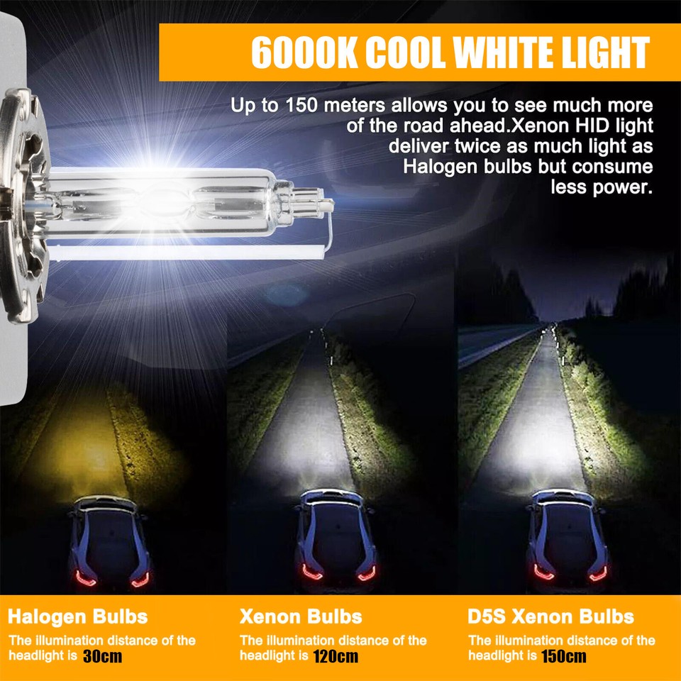 Erato D5S HID Xenon Scheinwerferlampen 8000K 35W Diamantweiße Entladungslampe Fernlicht 12 V Xenon Ersatzlampe Wasserdichtes Auto HID Ersatzset, 2 Stück