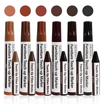 Wood Furniture Repair Kit Set of 13 - Wood Fillers and Touch Up Markers, Dark