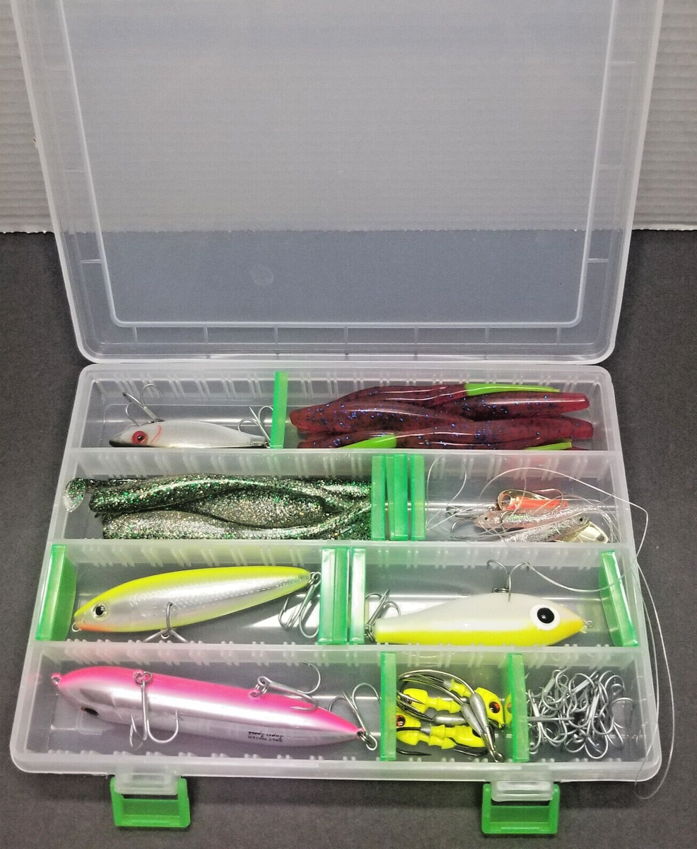 Assorted Fishing Lures, jig in Plastic Tackle Box-Johnson Sprite, MirrOlure  etc. | eBay
