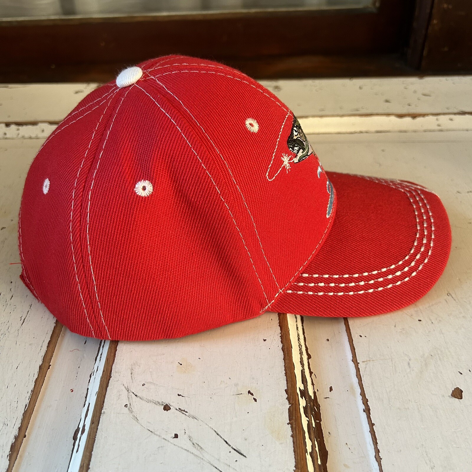 Bass Red Hat Adjustable Strapback Hook Loop Truck… - image 4