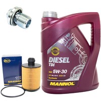 MotoröL Set 5W-30 5 Liter + ÖLfilter SH 4060 P + Schraube FüR Fiat Sedici Lancia
