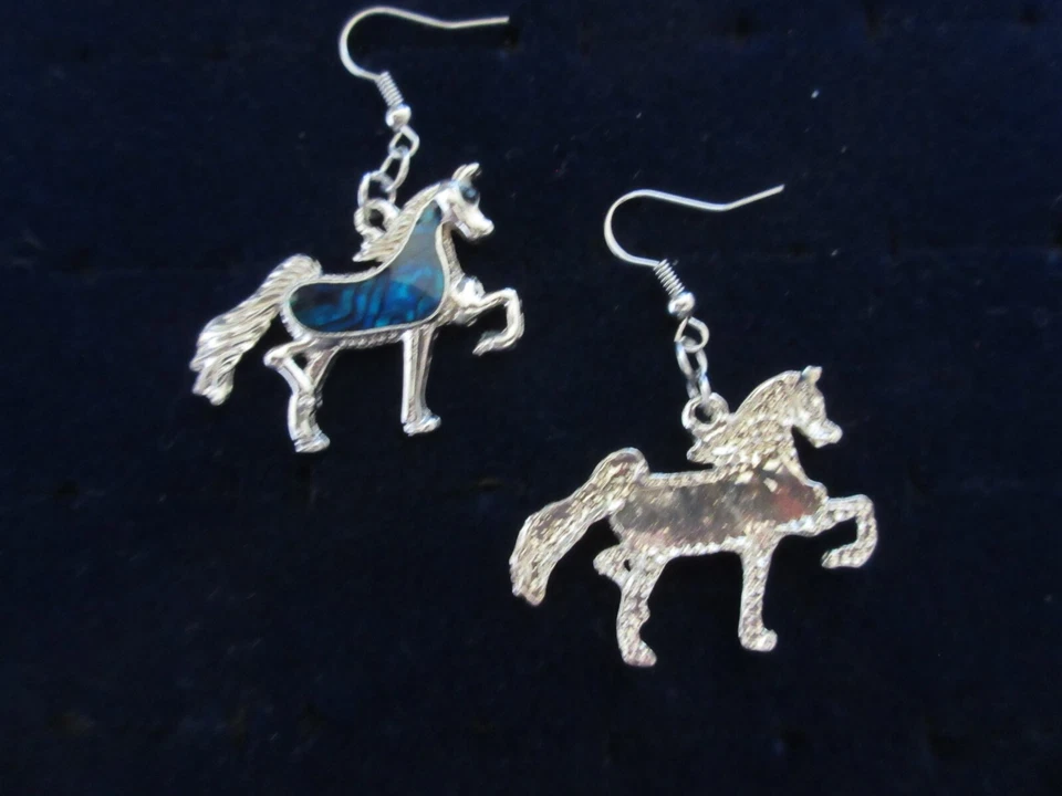 Ohrringe Pferd mit Seeopal Abalone versilbert - Bild 4 von 4