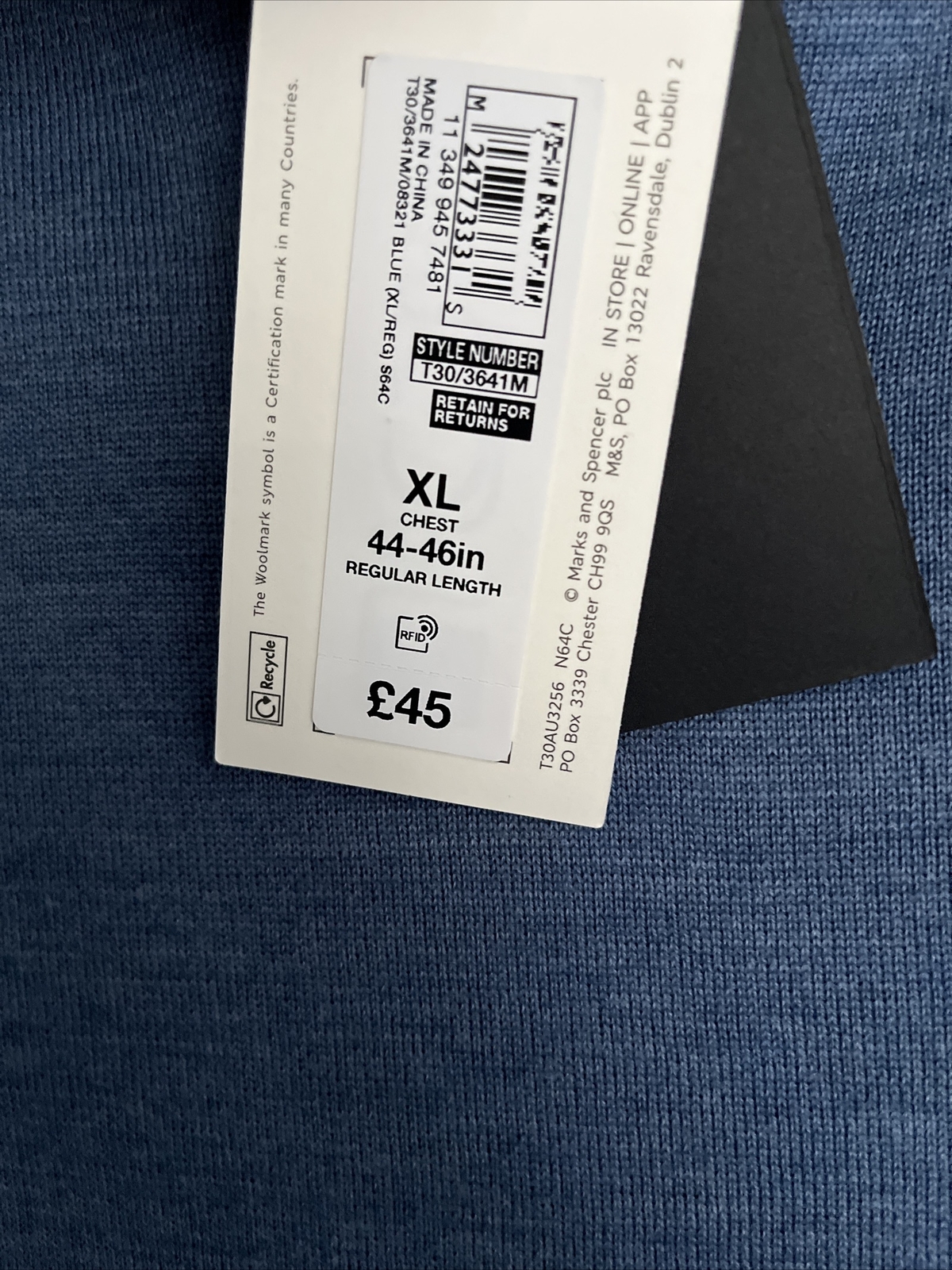 AUTOGRAPH M&S MENS BLUE MERINO WOOL 1/4 ZIP JUMPER Size XL Bnwt eBay