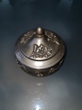Beautiful lided Pewter box with Squirrel and Flower Decorative