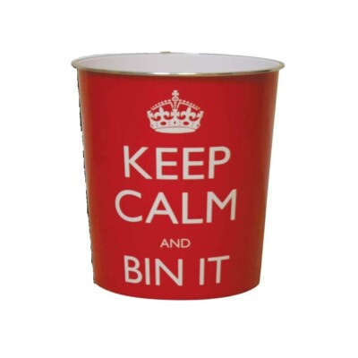 JVL Keep Calm And Bin It Rot Altpapier Abfalleimer Aufbewahrung Küche Home Office