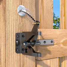 Gate Latch with Spring Cable Pull for Fence Gate - Carbon Steel - Black,Self Loc