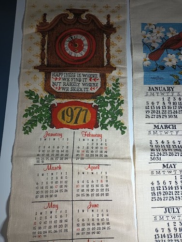 Vintage 70er Jahre Vogel Leinen/Stoff Kalender Konvolut (4) RAR ALLE VERSCHIEDEN - Bild 2 von 10