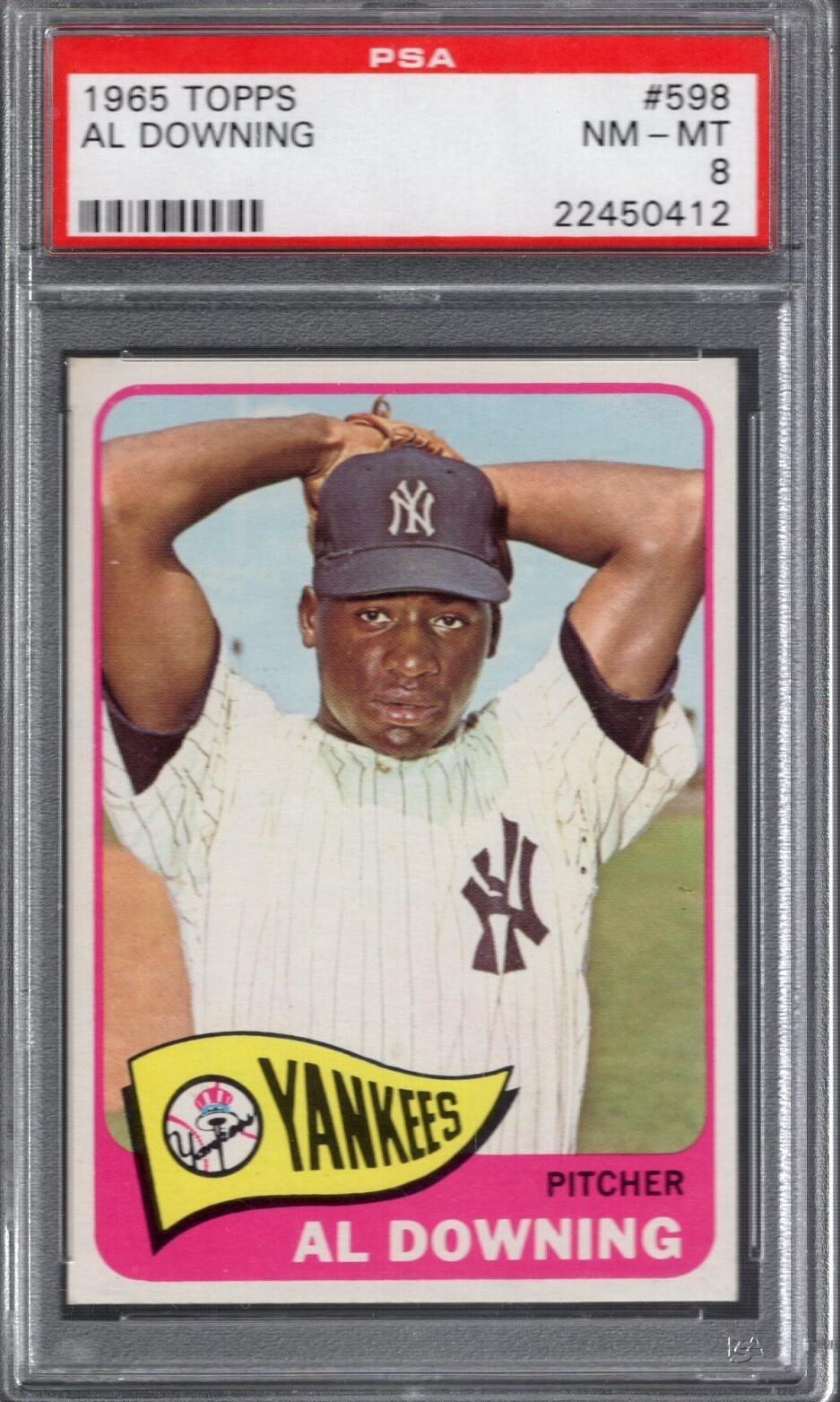 1965 Topps #598 AL DOWNING (SP) PSA 8 NM/MT New York YANKEES - Last Card High #