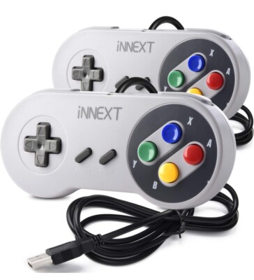 2 Pack controladores SNES, USB súper clásico para PC, Mac, Linux, Raspberry Pi 3