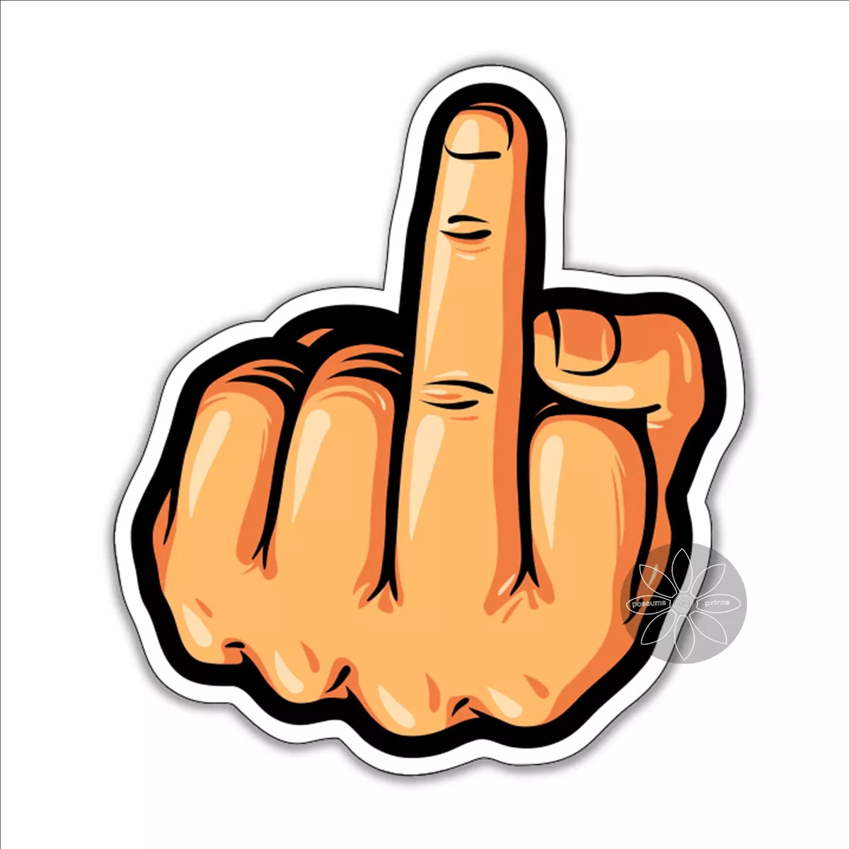 middle finger rude funny hand gesture vinyl sticker f**k you 91 x 102 mm  bumper