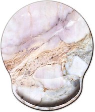 Mouse Pad with Wrist Support, Ergonomic Memory White marble