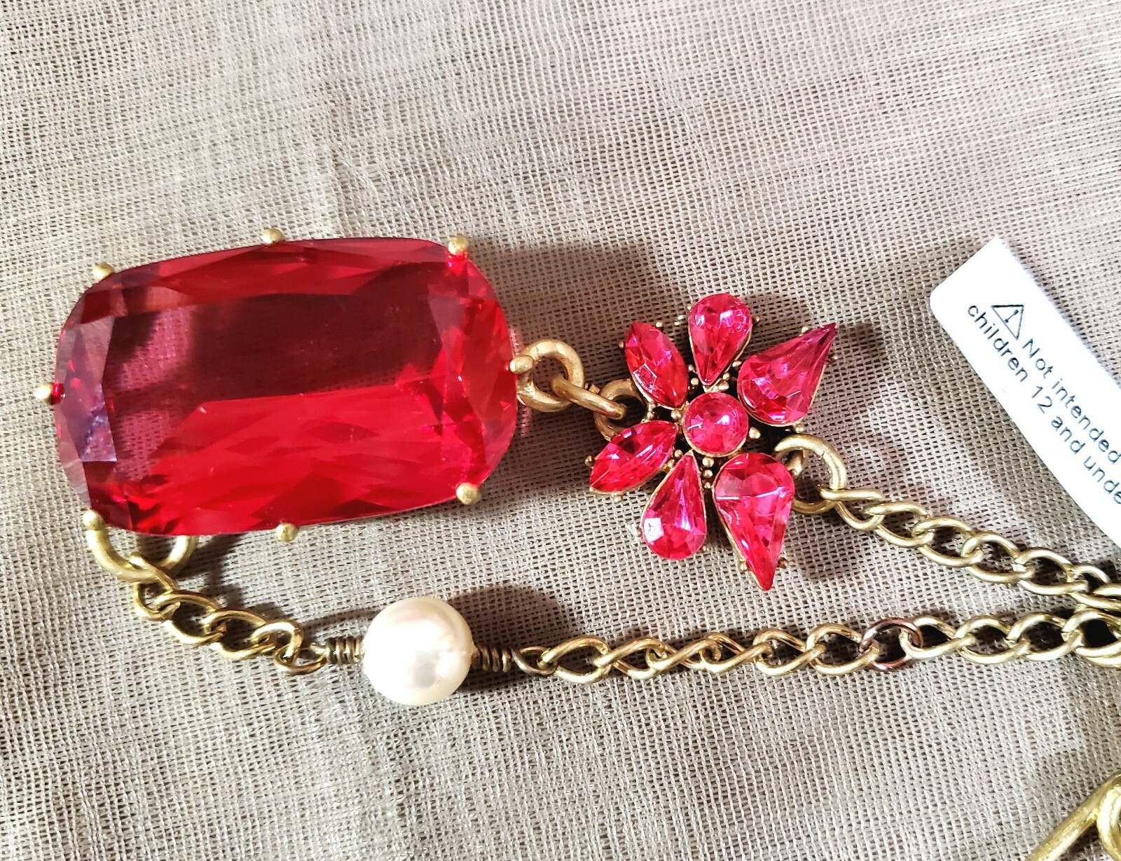 JUICY COUTURE Bag Key Fob Chain Pin Heart Jewel Charms Pearl Beads