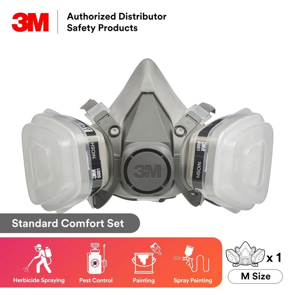 3M 7 IN 1 Reusable Half Face Respirator Facepiece Gas Mask Spraying Painting MED - Image 2 of 4