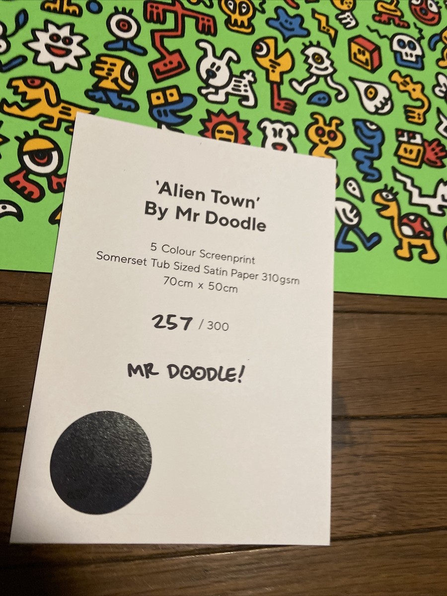 Mr. Doodle - Alien Town Print - Limited Edition x/300 Signed#ed