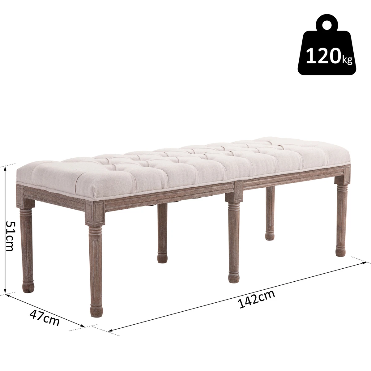 Upholstered bench beige deals