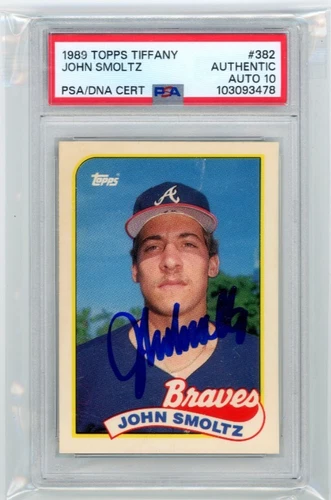 John Smoltz Signed Autographed 1989 Topps Tiffany RC Card #382 PSA Slab 10