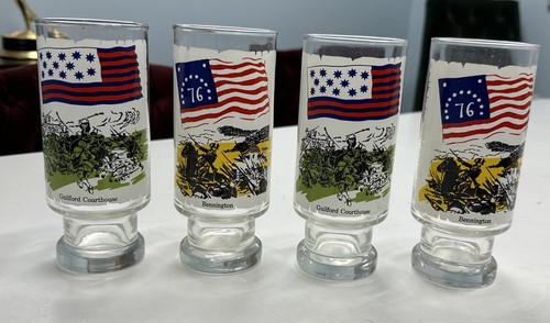 Flags for Freedom Drinking Glasses 4-PACK 1975 Guilford Courthouse/ Bennington