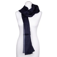 Seidenschal Halstuch Schal Blau Marineblau Seide 180X45Cm